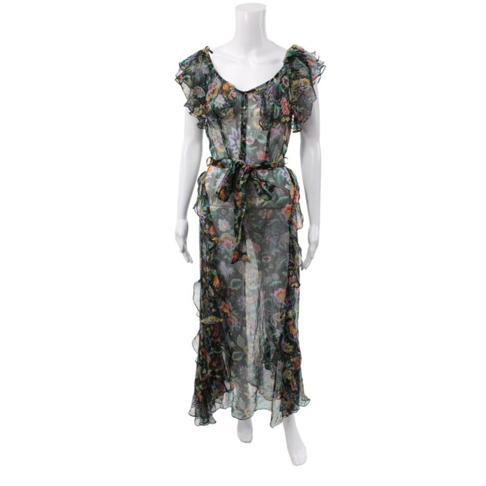 Alice McCall Womens Maxi Floral Silk Dress Short Sleeve Scoop Neck Size 4